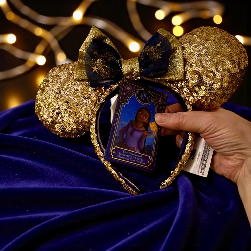Disney Mouse Ears - Disney Wish Animated Movie - Gold Sequined Headband NWT - Picture 2 of 6